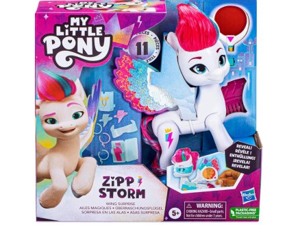 My little pony : Poney blanc Zipp Storm 16 cm ailes magiques + 10 accessoires - Mon Petit Poney - Hasbro F6446