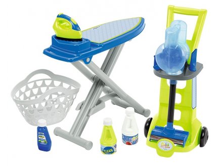 PACK 3 EN 1 MENAGE : ASPIRATEUR BALAI, TABLE + FER A REPASSER, PANIER A LINGE - ECOIFFIER - 1762 - JEUX IMITATION