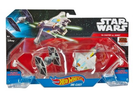 PACK DE 2 VAISSEAUX STAR WARS TIE FIGHTER ET GHOST 6.5CM - HOT WHEELS - MATTEL - DLP58