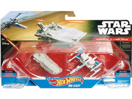 PACK DE 2 VAISSEAUX STAR WARS TRANSPORTER VS ET X-WING FIGHTER 6.5CM - HOT WHEELS - MATTEL - CKJ81