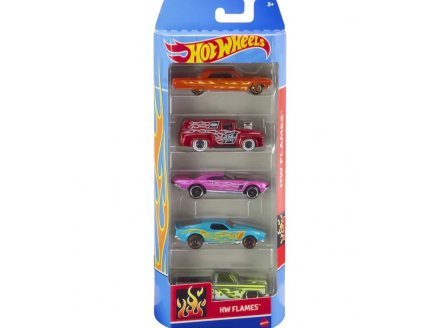 PACK DE 5 VEHICULES HOT WHEELS : FLAMES - MATTEL - HTV47 - SET VOITURES MINIATURES