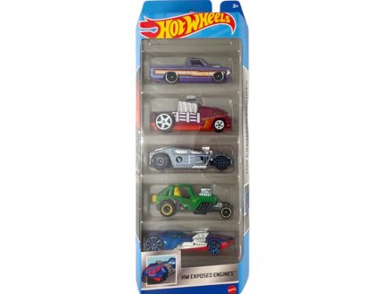 Pack de 5 v�hicules Hot Wheels : HW Exposed Engines - Mattel - HLY79 - Set voitures miniatures