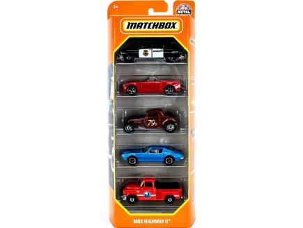 PACK DE 5 VEHICULES MATCHBOX : MBX HIGHWAY II - MATTEL - HFH04 - SET VOITURES MINIATURES - PICK UP