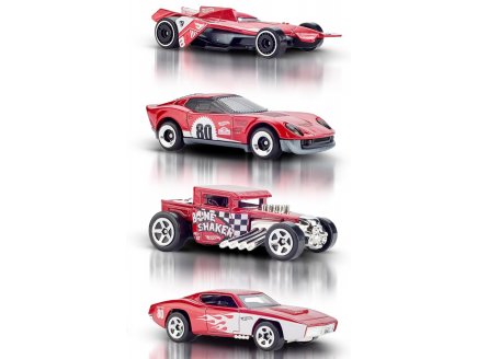 Pack de 5 véhicules rouges Hot Wheels : Collector 80 ans - Mattel - JGK08 - Set voitures miniatures