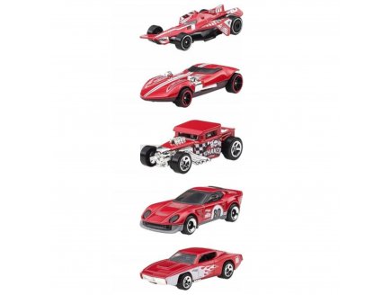 Pack de 5 v�hicules rouges Hot Wheels : Collector 80 ans  - Mattel - JGK08 - Set voitures miniatures