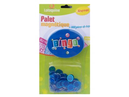 PALET MAGNETIQUE BINGO BLEU + 100 PIONS DE LOTO - RAMASSE PIONS - LOTOQUINE