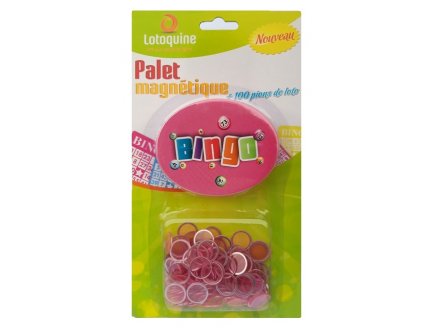 PALET MAGNETIQUE BINGO ROSE + 100 PIONS DE LOTO - RAMASSE PIONS - LOTOQUINE