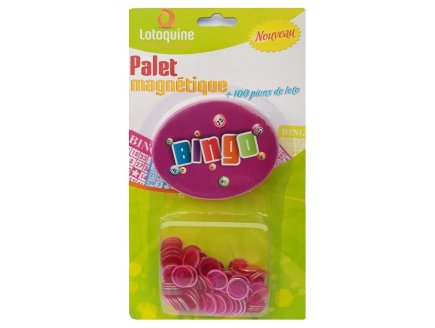 PALET MAGNETIQUE BINGO VIOLET + 100 PIONS DE LOTO - RAMASSE PIONS - LOTOQUINE