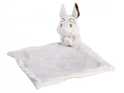 PANPAN DOUDOU PLAT LANGE BLANC ET GRIS 26 X 26 CM - PELUCHE DISNEY LAPIN GRIS - NICOTOY