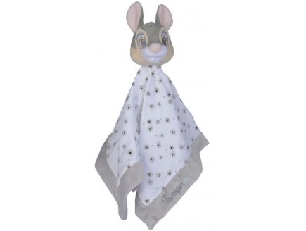 PANPAN DOUDOU PLAT LANGE BLANC ET GRIS 39 X 39 CM - PELUCHE DISNEY LAPIN GRIS - NICOTOY