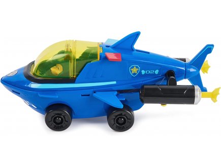 Pat patrouille Aqua Pups : Chase et son sous-marin requin - Figurine chien - Vhicule de luxe - Spin master - 20140363