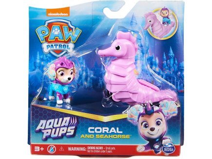 PAT PATROUILLE AQUA PUPS CORAL ET L'HIPPOCAMPE - FIGURINE CHIEN - PAW PATROL - SPIN MASTER - 20139320