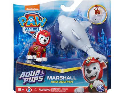 PAT PATROUILLE AQUA PUPS MARCUS ET SON DAUPHIN - FIGURINE CHIEN - PAW PATROL - SPIN MASTER - 20139321