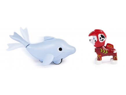 Pat patrouille aqua pups marcus et son dauphin - figurine chien - paw patrol - Spin master - 20139321