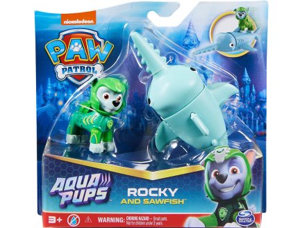 PAT PATROUILLE AQUA PUPS ROCKY ET SON POISSON SCIE - FIGURINE CHIEN - PAW PATROL - SPIN MASTER - 20139322