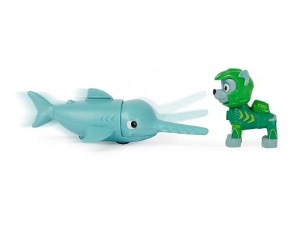 Pat patrouille aqua pups rocky et son poisson scie - figurine chien - paw patrol - Spin master - 20139322