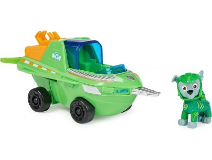 Pat patrouille aqua pups : rocky et son sous-marin sawfish - figurine chien - vehicule de luxe - paw patrol - Spin master - 20140365