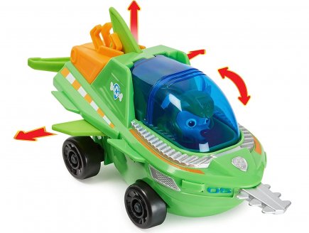 Pat patrouille aqua pups : rocky et son sous-marin sawfish - figurine chien - vehicule de luxe - paw patrol - Spin master - 20140365