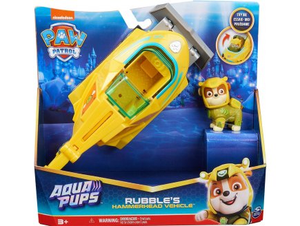 PAT PATROUILLE AQUA PUPS : RUBEN ET SON SOUS-MARIN REQUIN-MARTEAU - FIGURINE CHIEN - VEHICULE DE LUXE - PAW PATROL - SPIN MASTER - 20140366