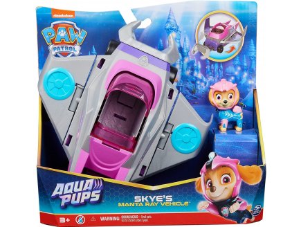 PAT PATROUILLE AQUA PUPS : STELLA ET SON SOUS-MARIN RAIE MANTA - FIGURINE CHIEN - VEHICULE DE LUXE - PAW PATROL - SPIN MASTER - 20140364