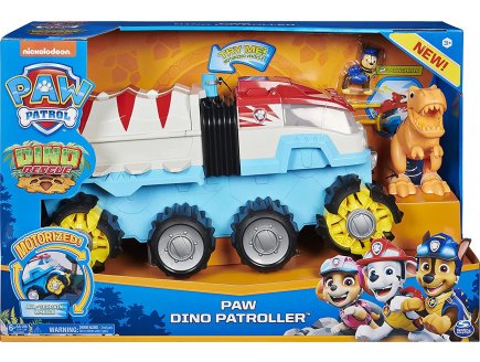 PAT PATROUILLE CAMION DINO PATROLLER ELECTRONIQUE + FIGURINE CHIEN CHASE + DINOSAURE - PAW PATROL DINO RESCUE