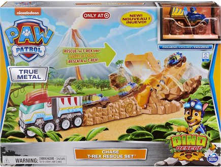 PAT PATROUILLE CAMION DINO PATROLLER : SAUVE LE T-REX + VOITURE METAL CHIEN CHASE - PAW PATROL DINO RESCUE