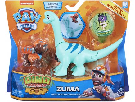 PAT PATROUILLE DINO RESCUE ZUMA ET SON BRONTOSAURE + DINOSAURE MYSTERE - FIGURINE CHIEN - PAW PATROL - SPIN MASTER - 20129716