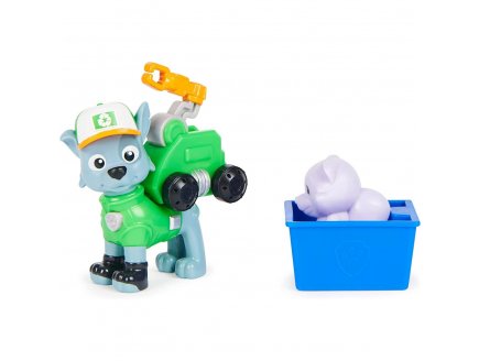 Pat patrouille hero pup - rocky + drone de sauvetage a clipser + raton laveur + centre de commande - figurine chien - paw patrol - Spin master - 20139039
