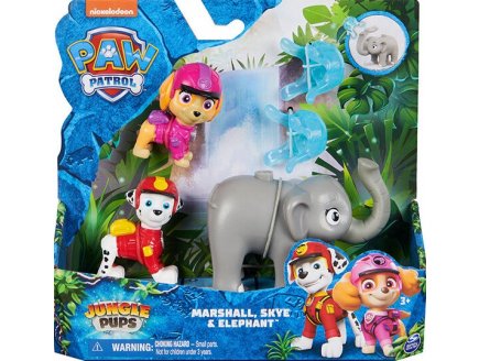 PAT PATROUILLE JUNGLE PUPS  MARCUS ET STELLA ET UN ELEPHANT + 2  ACCESSOIRES - FIGURINE CHIEN - PAW PATROL - SPIN MASTER - 20144813