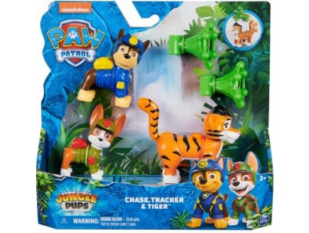 PAT PATROUILLE JUNGLE PUPS TRACKER ET CHASE ET UN TIGRE + 2 ACCESSOIRES - FIGURINE CHIEN - PAW PATROL - SPIN MASTER - 20144812