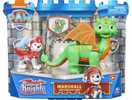 PAT PATROUILLE KNIGHTS RESCU MARCUS ET DRAGON JADE VERT ET ORANGE - FIGURINE CHIEN - PAW PATROL - SPIN MASTER - 20135926