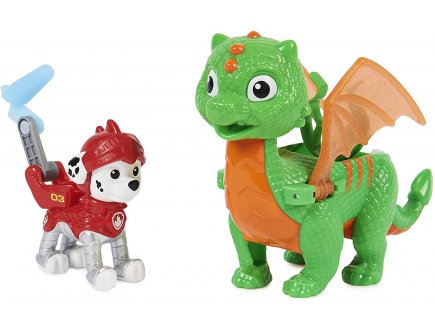 Pat patrouille knights rescu marcus et dragon jade vert et orange - figurine chien - paw patrol - Spin master - 20135926