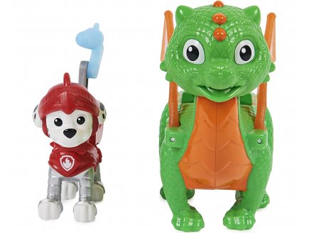 Pat patrouille knights rescu marcus et dragon jade vert et orange - figurine chien - paw patrol - Spin master - 20135926