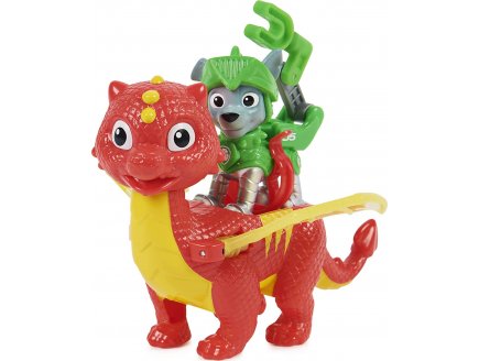 Pat patrouille knights rescu rocky et dragon flame rouge et jaune - figurine chien - paw patrol - Spin master - 20135929