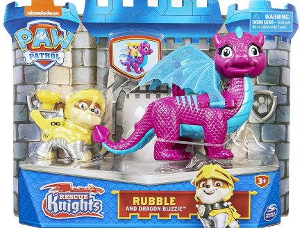 PAT PATROUILLE KNIGHTS RESCU RUBEN ET DRAGON BLIZZIE FUCHSIA ET BLEU - FIGURINE CHIEN - PAW PATROL - SPIN MASTER - 20135928