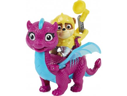 Pat patrouille knights rescu ruben et dragon blizzie fuchsia et bleu - figurine chien - paw patrol - Spin master - 20135928