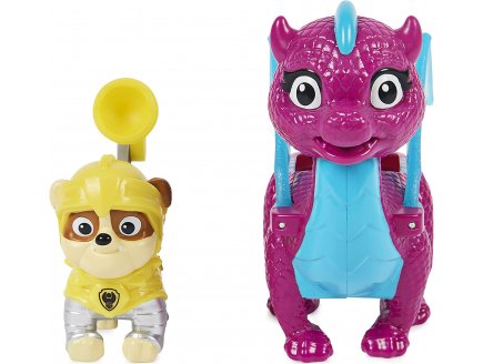 Pat patrouille knights rescu ruben et dragon blizzie fuchsia et bleu - figurine chien - paw patrol - Spin master - 20135928