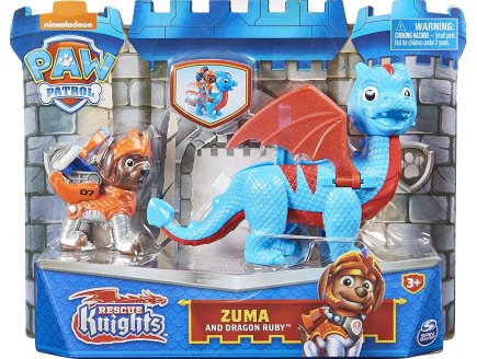 PAT PATROUILLE KNIGHTS RESCU ZUMA ET DRAGON RUBY BLEU ET ORANGE - FIGURINE CHIEN - PAW PATROL - SPIN MASTER - 20135930