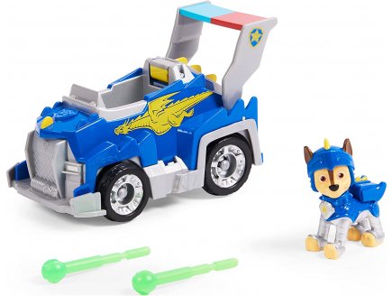 Pat Patrouille Knights Rescue : Chase et sa voiture de police - Figurine chien - vhicule de luxe - Spin master - 20135917