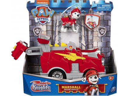 Pat Patrouille Knights Rescue : Marcus avec son camion de pompier - Figurine chien - Vhicule de luxe - Spin master - 20135918