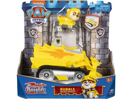 PAT PATROUILLE KNIGHTS RESCUE : RUBEN ET SON BULLDOZER - FIGURINE CHIEN - VEHICULE DE LUXE - PAW PATROL - SPIN MASTER - 20135920