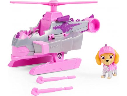Pat patrouille knights rescue : stella et son helicoptere - figurine chien - vehicule de luxe - paw patrol - Spin master - 20135919