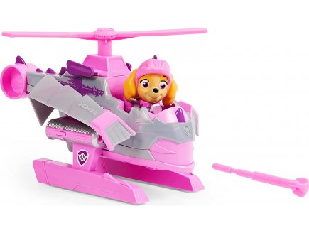 Pat patrouille knights rescue : stella et son helicoptere - figurine chien - vehicule de luxe - paw patrol - Spin master - 20135919