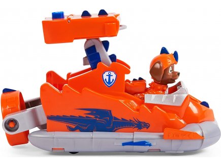 Pat patrouille knights rescue : zuma et son  hovercraft - figurine chien - vehicule de luxe - paw patrol - Spin master - 20135922