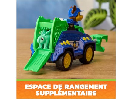 Pat Patrouille le Film Mission Dino : Chase avec voiture de police et b�b� St�gosaure - figurine chien + Dinosaure - v�hicule