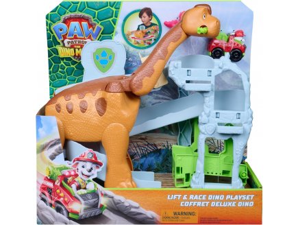 Pat Patrouille le Film Mission Dino Marcus et Rhubarbe T-Rex et Monte-charge brachiosaure avec piste - Chien + Dinosaure