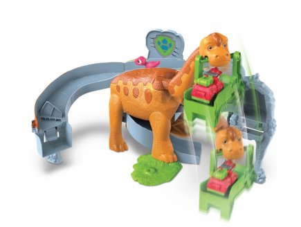 Pat Patrouille le Film Mission Dino Marcus et Rhubarbe T-Rex et Monte-charge brachiosaure avec piste - Chien + Dinosaure