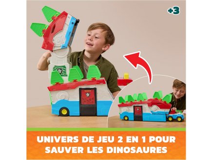 Pat Patrouille le Film Mission Dino : Quartier G�n�ral Mobile 55 cm Haut + Sons et lumi�res + Figurine chien Chase + Voiture - QG 
