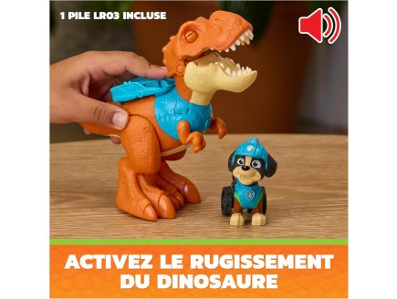 Pat Patrouille le Film Mission Dino : Rex et T-Rex Rugissant - Figurine chien + Dinosaure
