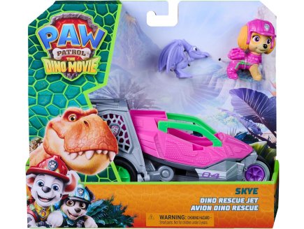 Pat Patrouille le Film Mission Dino : Stella avec avion et bébé Pterodactyl - Figurine chien + Dinosaure - Véhicule